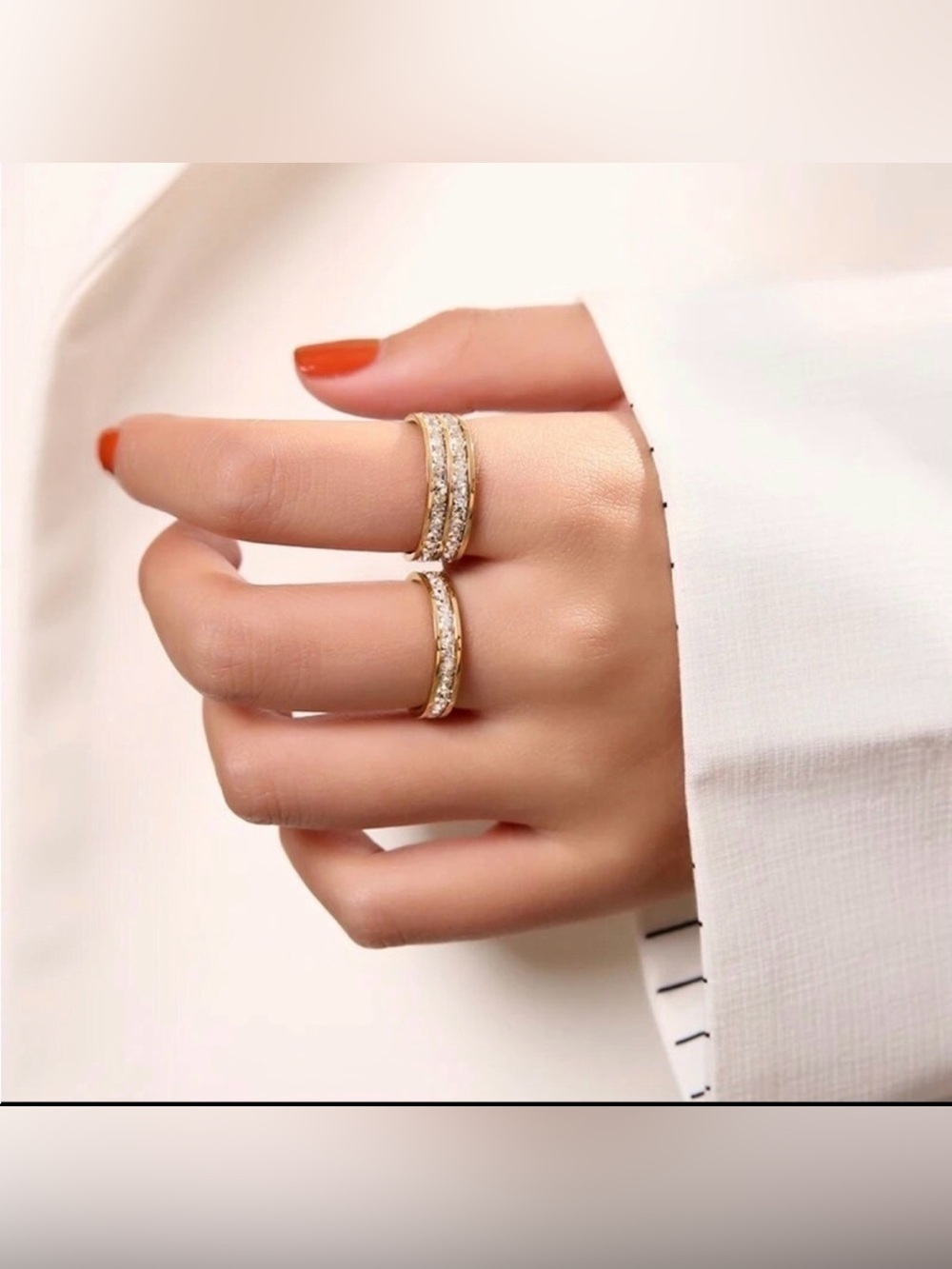 18K Gold Single Row Princess Cut Luxury Diamond I Ring Wedding Bridal No Fade - Picture 6 of 10